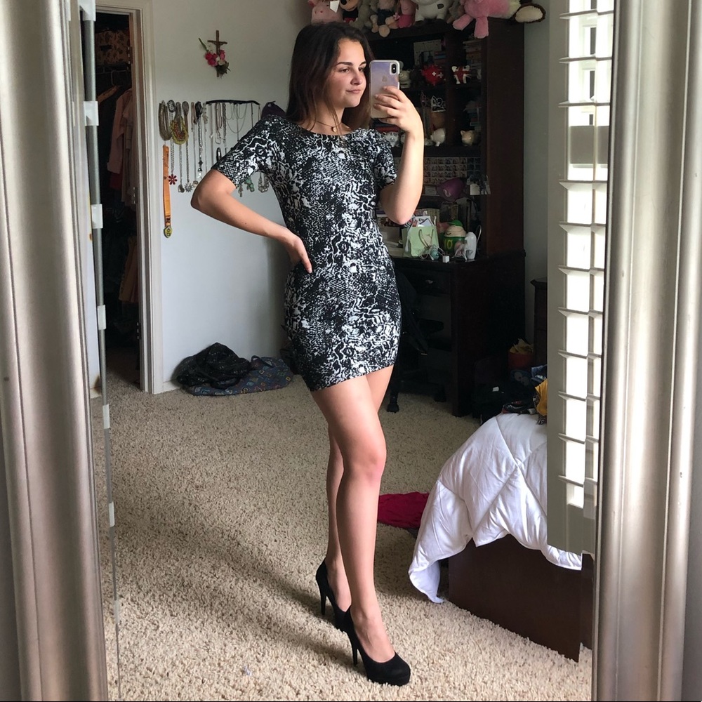 black and white mini dress